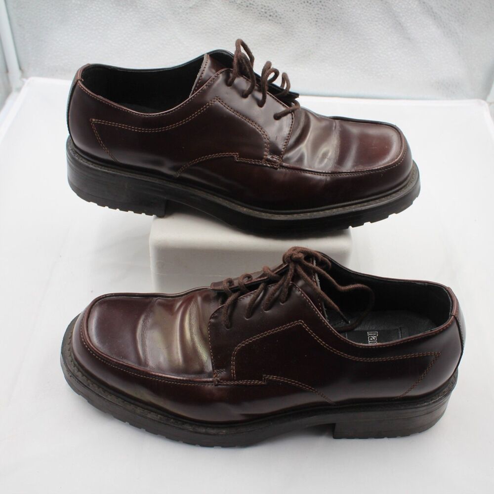 Bacco Bucci Men's Size 9 Leather Lace Up Square Toe Oxford Dress Shoes Brown